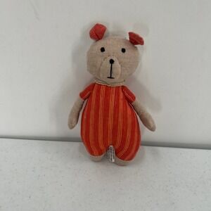 Ten Thousand Villages Artisan Handmade Bear Plush Orange Boho Nursery Decor
